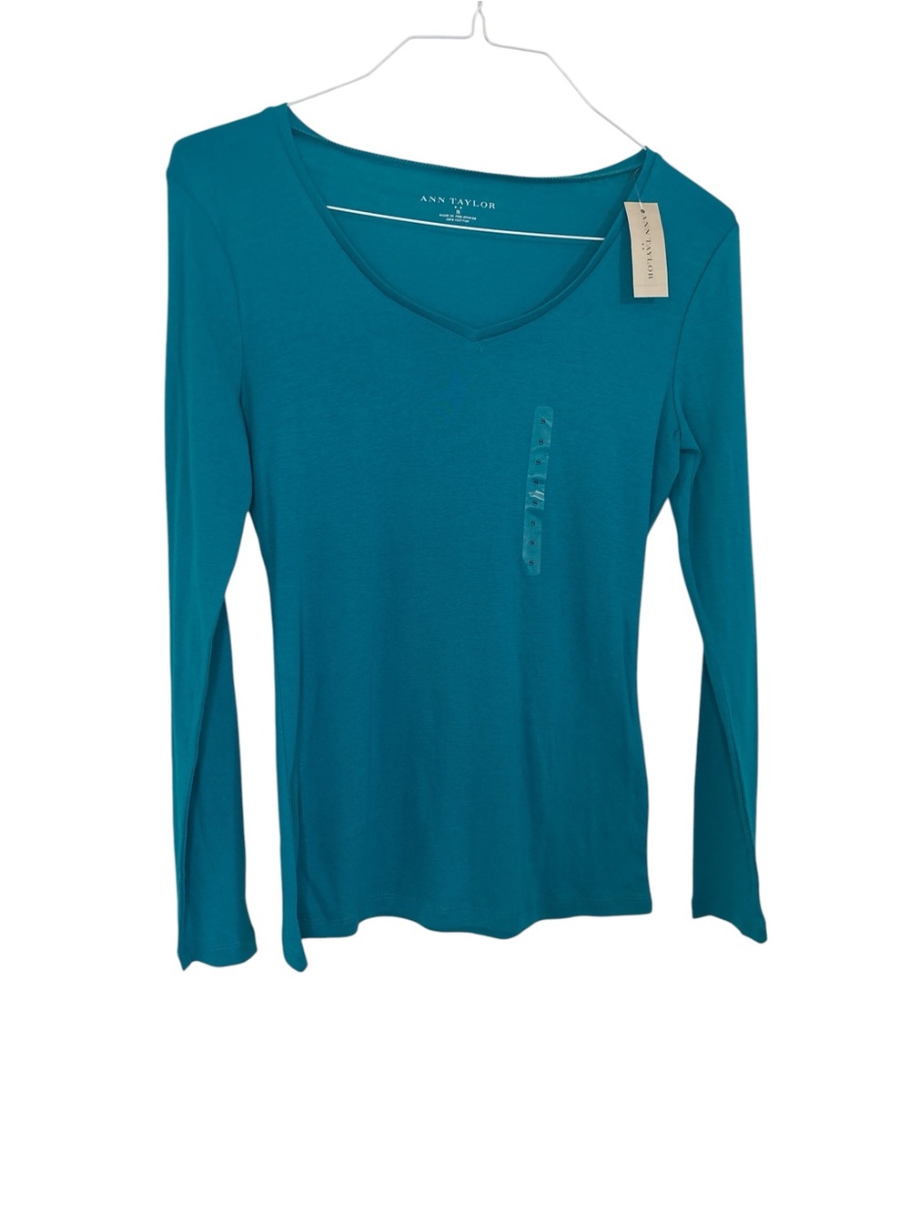 Ann Taylor Teal Long-Sleeve V-Neck Top